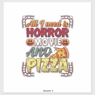 Adesivo Pizza de Filme de Terror Halloween Abóbora Caveira