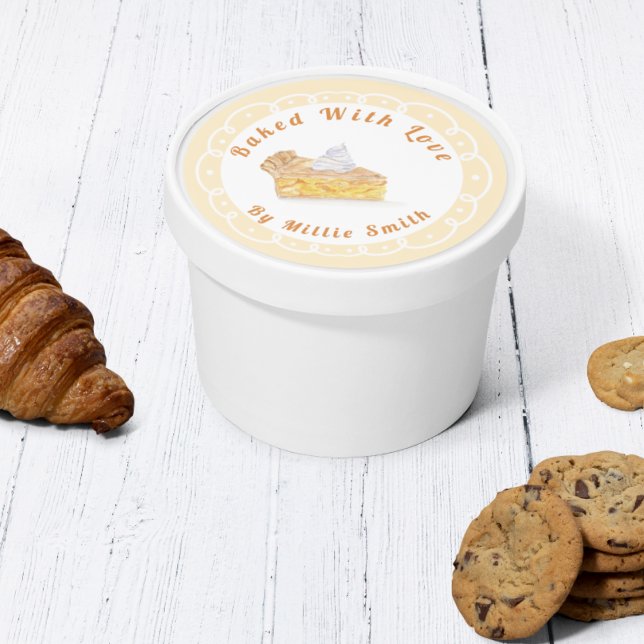 Adesivo Pizza De Pêssego De Aquarela Feita Com Amor (Sweetly sealed treats: Watercolor peach pie sticker adds baked love to gifts!)