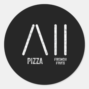 Adesivo Pizza e batata frita estilo esqui - esqui engraçad