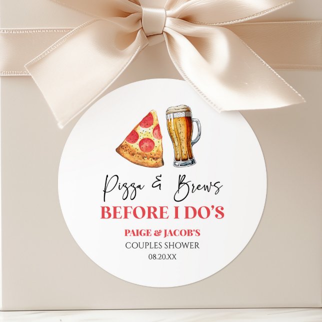 Adesivo Pizza e Cervejas Antes do Casamento Chá de Casal  (Criador carregado)
