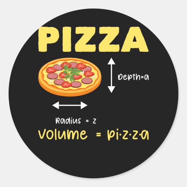 Adesivo Pizza Engraçada Volume Cálculo Volume Comida (Frente)