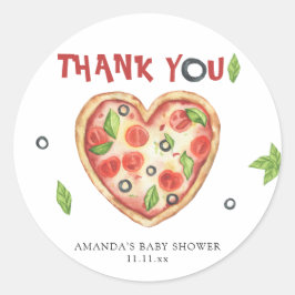 Adesivo pizza heart watercolor baby shower THANKS