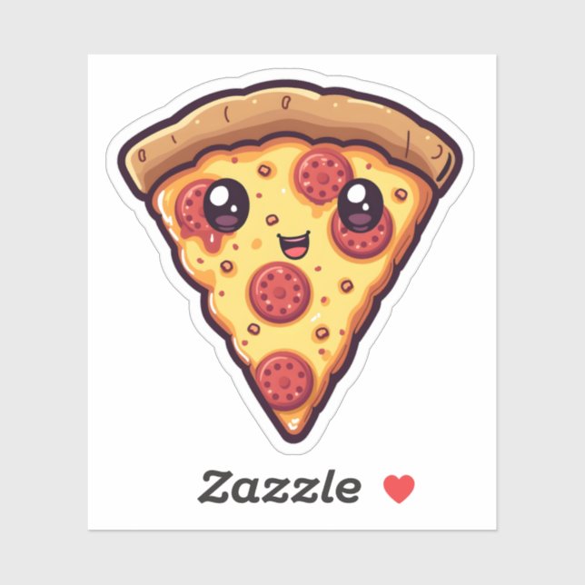 Adesivo Pizza Kawaii Fatia Fatia Fatia de Cartografia Pizz (Folha)