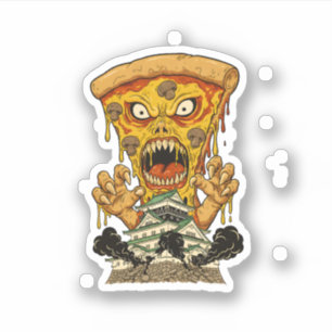 Adesivo Pizza Monstro Assustador Japão Castelo Arte Divert