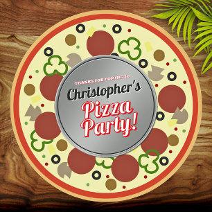 Adesivo Pizza Party Favor Obrigado Stickers