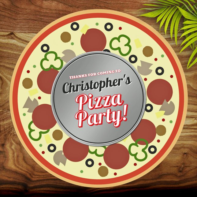 Adesivo Pizza Party Favor Obrigado Stickers (Criador carregado)