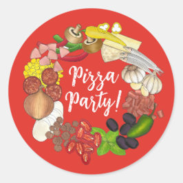 Adesivo Pizza Party Topping Italiana Comida Pizzeria Pie