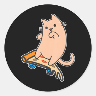 Adesivo Pizza Pepperoni de Skateboard e Gato