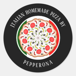 Adesivo Pizza profissional bandeira italiana preta empresa