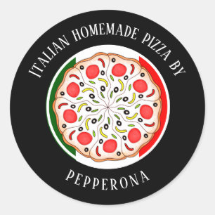 Adesivo Pizza profissional bandeira italiana preta empresa