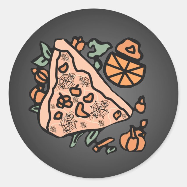 Adesivo Pizza Retro com um Toque de Abóbora (Frente)