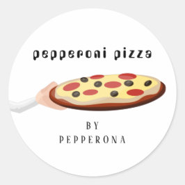 Adesivo Pizza simples de pepperoni, ilustração personaliza