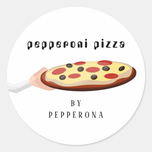 Adesivo Pizza simples de pepperoni, ilustração personaliza (Frente)