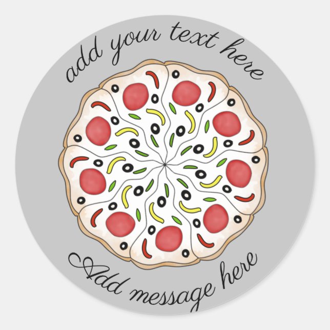Adesivo pizza texto personalizado (Frente)