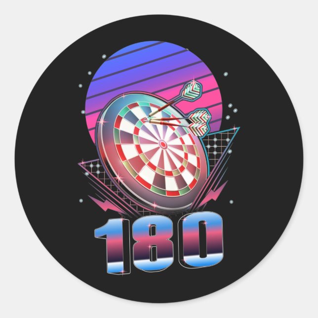 Adesivo Placa de Arte Vaporwave Jogando 180 Darts (Frente)