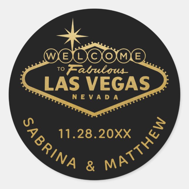 Adesivo Placa de Boas-vindas a Vegas Preto com Dourado (Frente)