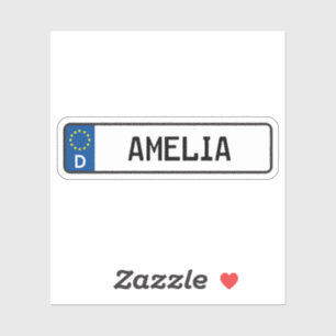 Adesivo Placa de carro alemã Amelia