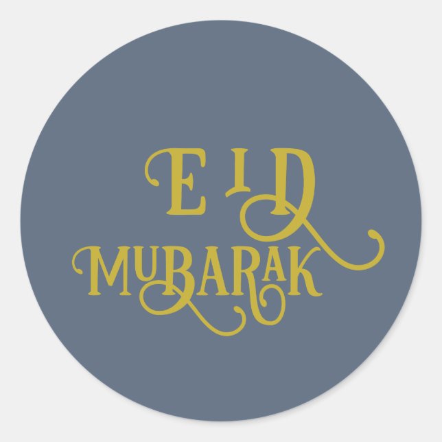 Adesivo Placa de Cor Azul Retro Eid Mubarak (Frente)