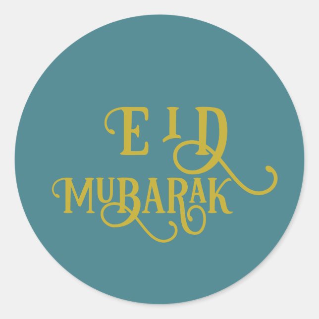 Adesivo Placa de cor Eid Mubarak Turquoise (Frente)