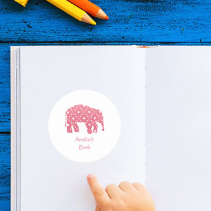 Adesivo Placa de elefante rosa personalizada