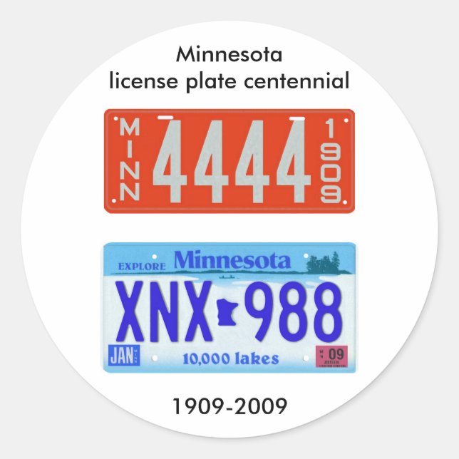 Adesivo Placa de licença de Minnesota centenário (Frente)