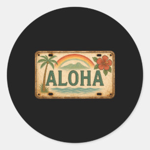 Adesivo Placa de Licença Vintage Aloha Havaí