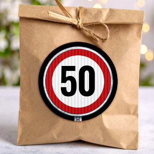 Adesivo Placa de Limite de Velocidade de 50 Anos - QUALQUE