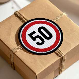 Adesivo Placa de limite de velocidade vermelha de 50 anos