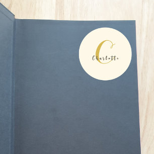 ADESIVO PLACA DE LIVRO COM INICIAL DE MONOGRAMA CLÁSSICO E