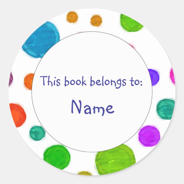 Adesivo Placa de Livro - Design colorido (Frente)