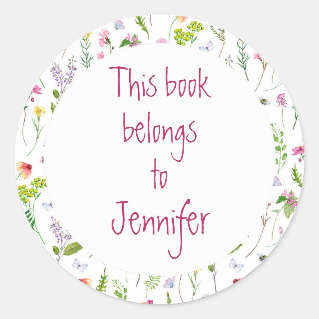 Adesivo Placa de Livro Personalizada do Jardim de Flores d (Frente)