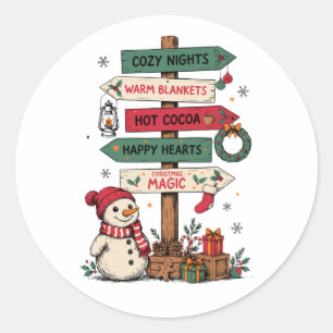 Adesivo Placa de Natal Magia Boneco de Neve Noites Aconche