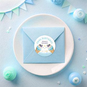 Adesivo Placa de papel de aniversário para Sorvetes gêmeos