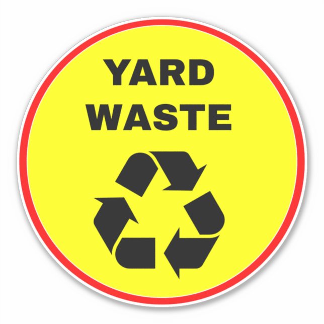 Adesivo Placa de Reciclagem de Resíduos de Jardim - Amarel (Frente)