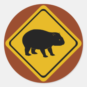 Adesivo placa de trânsito australiana wombat