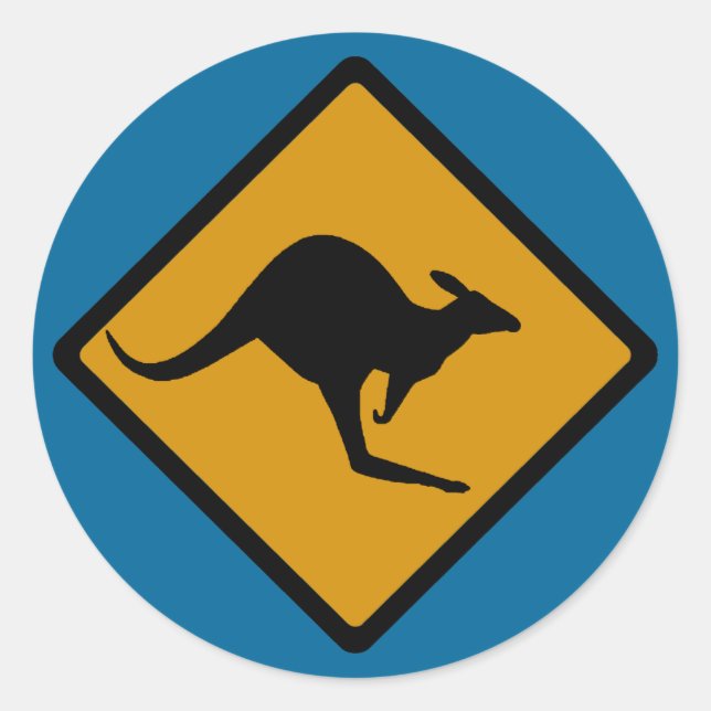 Adesivo Placa de Travessia de Canguru na Austrália (Frente)