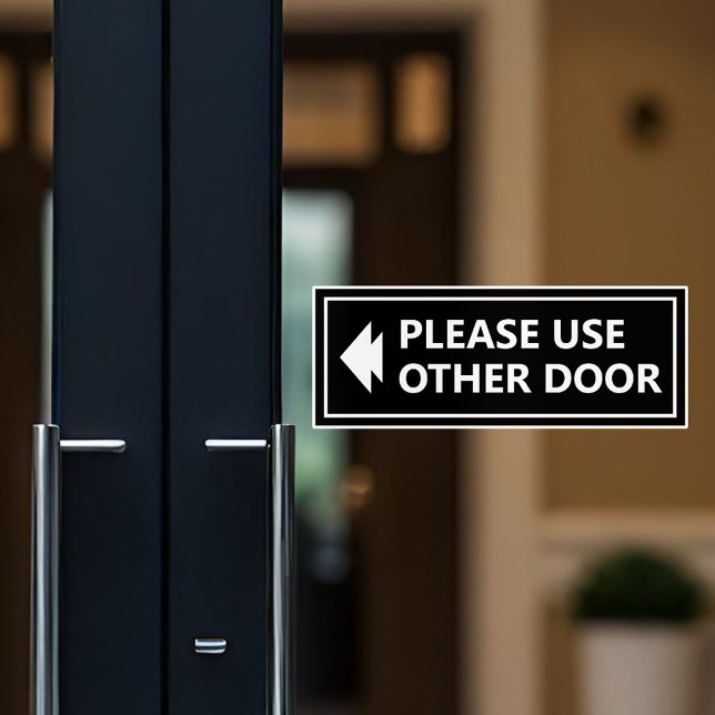 Adesivo Placa de Utilizar Outra Porta Com Seta Preta (Criador carregado)