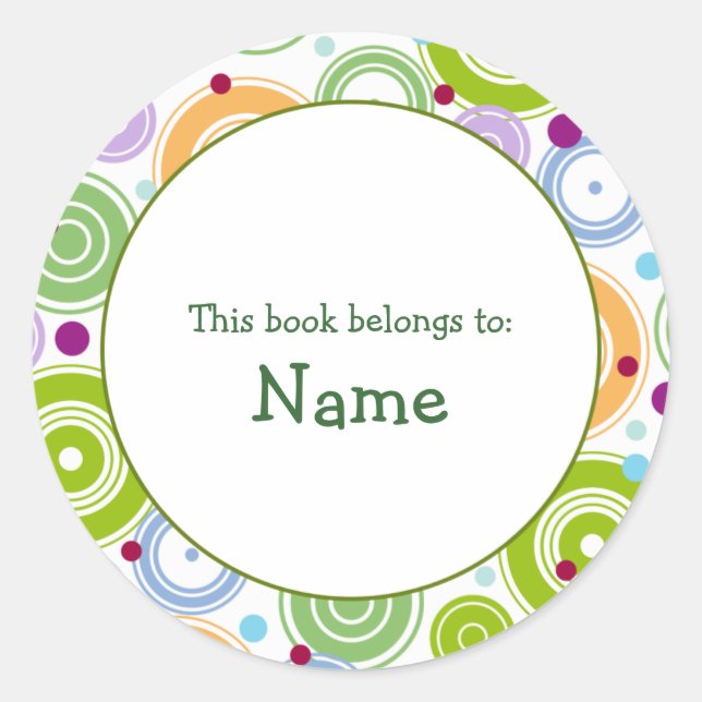 Adesivo Placa do livro com design retrô - personalizável (Frente)