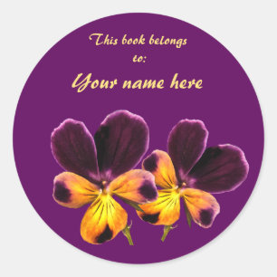 Adesivo Placa Floral da Flor Púrpura Amarela