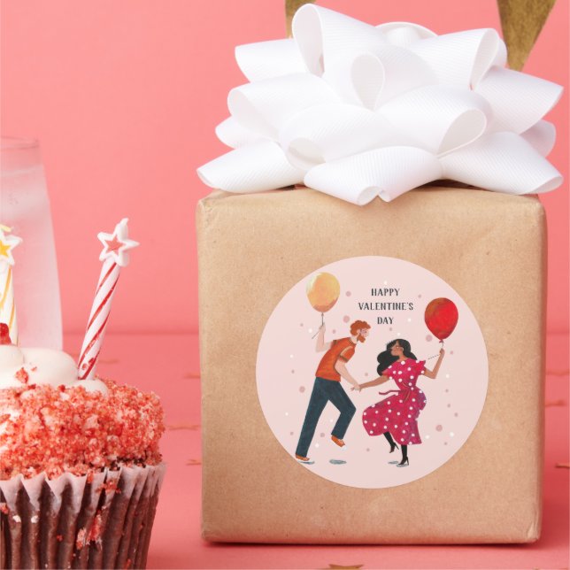 Adesivo Placa namorados rosa-branca e pessoas vermelha (Festa)