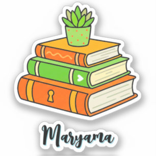 Adesivo Placa Personalizada com Nome do Professor (Livros)