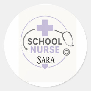 Adesivo Placa Personalizada da Enfermeira Escolar Lavanda 