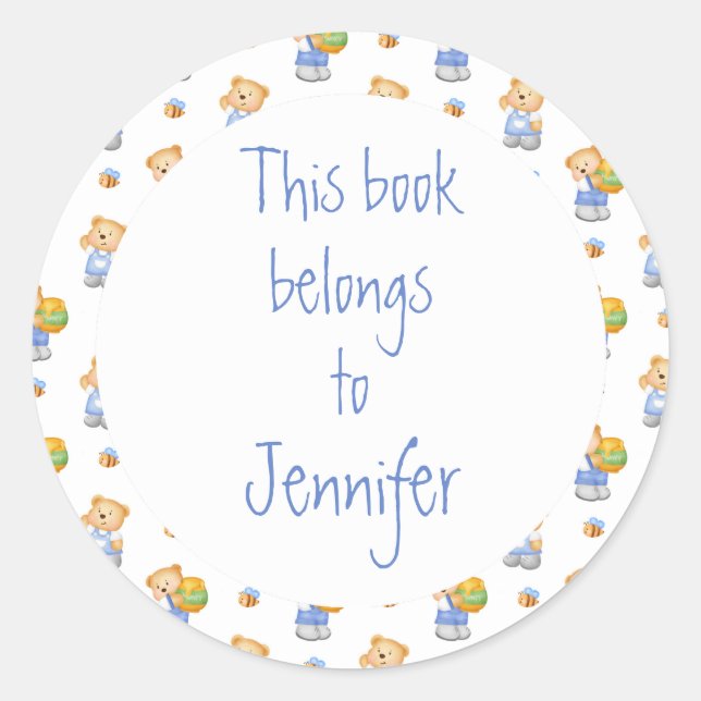 Adesivo Placa Personalizada de Biblioteca do Urso de Cintu (Frente)