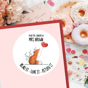 Adesivo Placa Personalizada de Livro Raposa Fofa Criança
