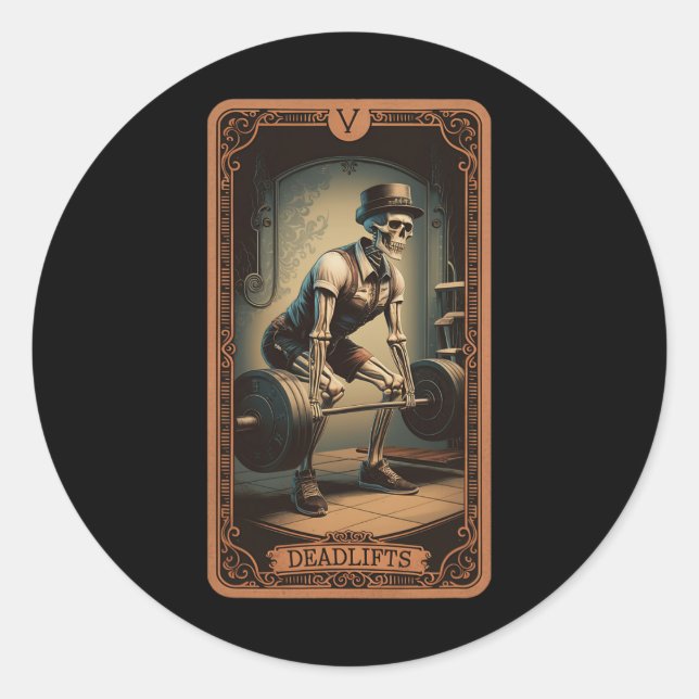 Adesivo Placa Tarot Skeleton Deadlifts Potência (Frente)
