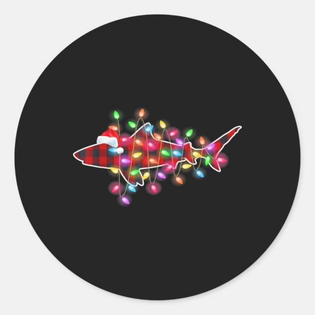 Adesivo Plaid Buffalo Shark Christmas Pajamas Xmas Lights  (Frente)