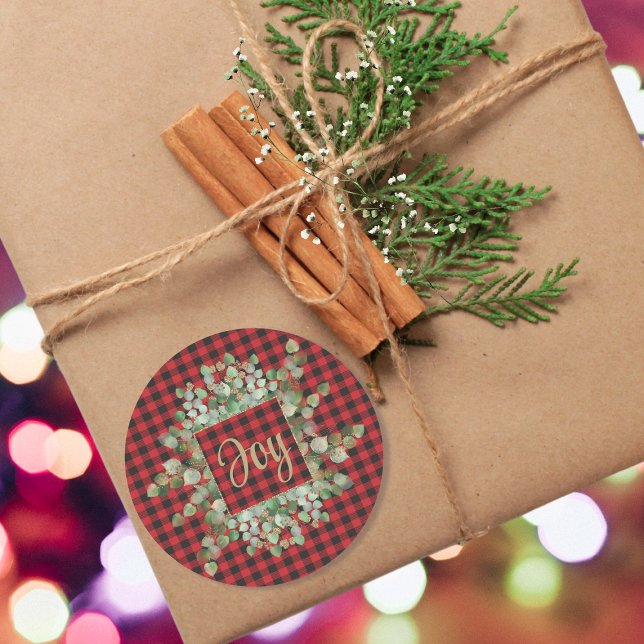 Adesivo Plaid de Búfalo Eucalipto Nome Personalizado Mensa (Criador carregado)