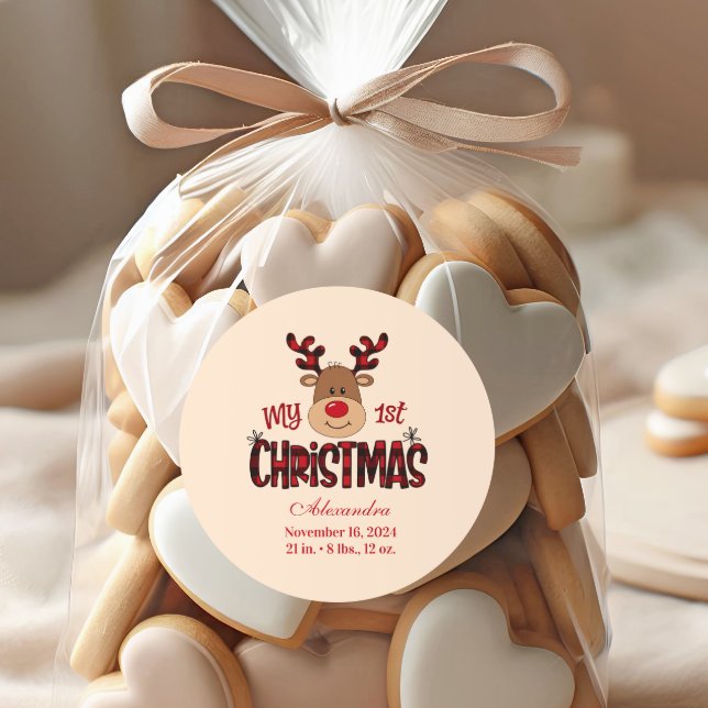 Adesivo Plaid Reindeer Baby First Christmas (Criador carregado)