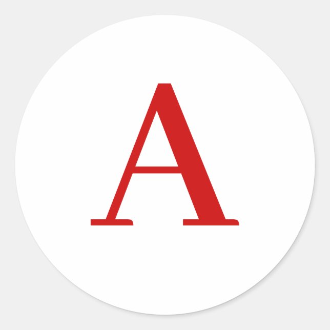 Adesivo Plain Modern White Red Monogram Initial Letter (Frente)