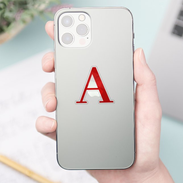 Adesivo Plain Modern White Red Monogram Initial Letter (Telefone)